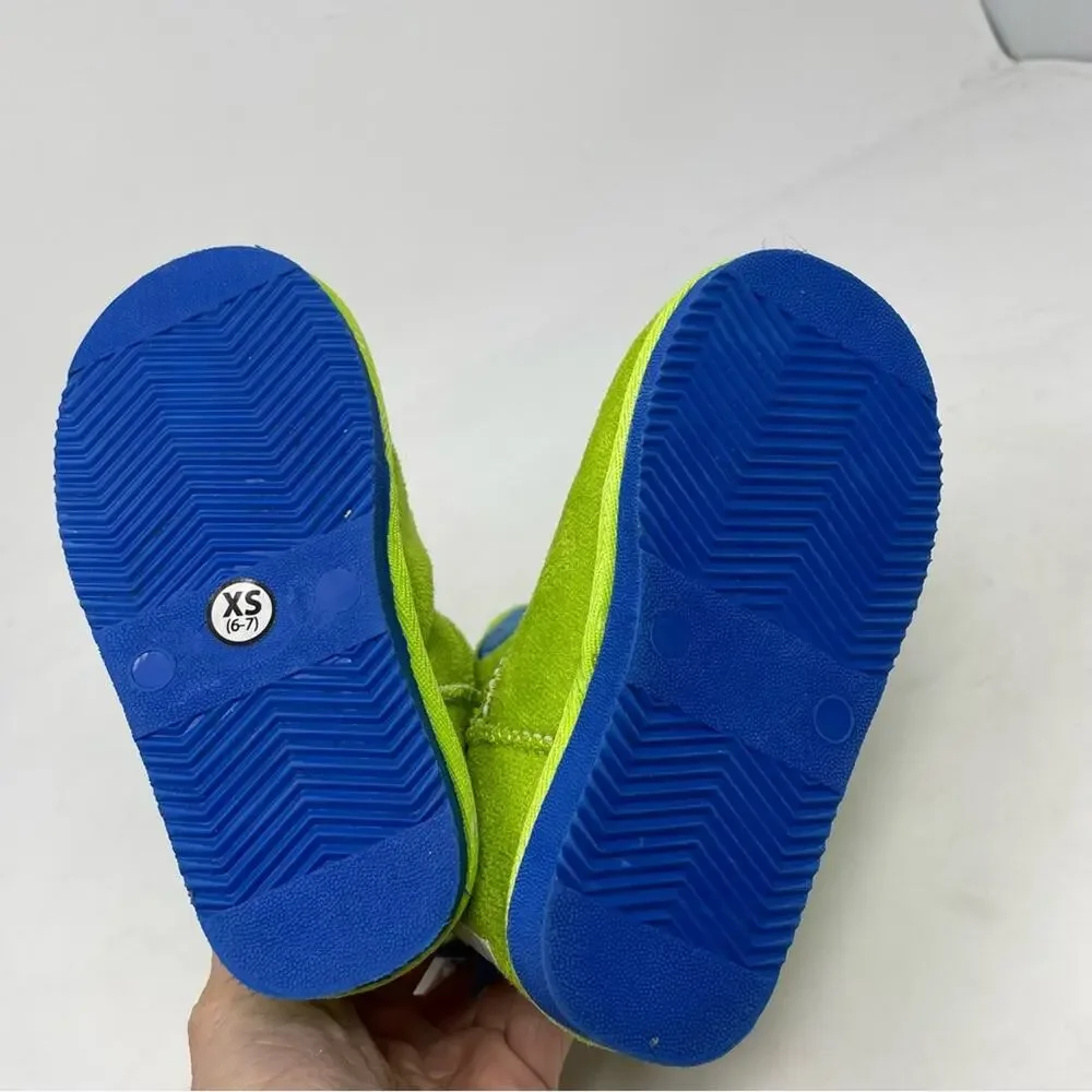 Lazy One Green Dinosaur Fur Lined Toasty Toez Slippers XS (6-7)